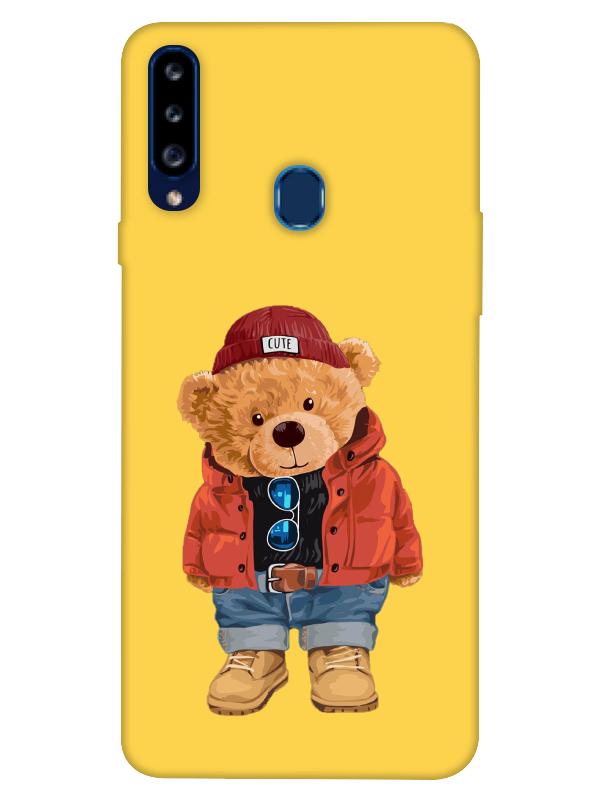 Samsung%20A20s%20Teddy%20Bear%20Sarı%20Telefon%20Kılıfı