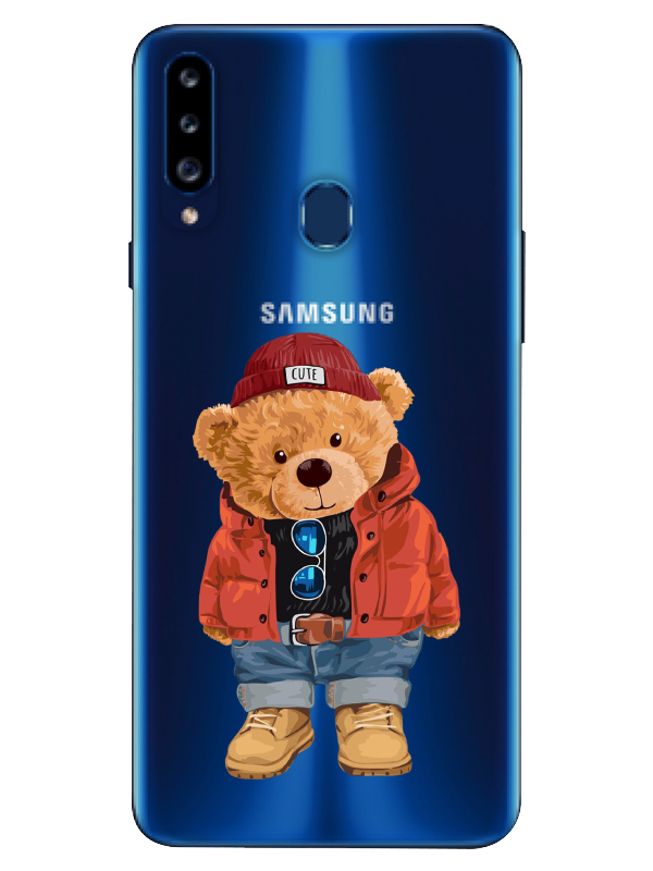 Samsung%20A20s%20Teddy%20Bear%20Şeffaf%20Telefon%20Kılıfı