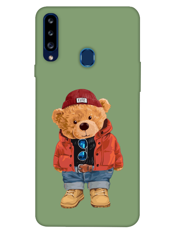 Samsung%20A20s%20Teddy%20Bear%20Yeşil%20Telefon%20Kılıfı