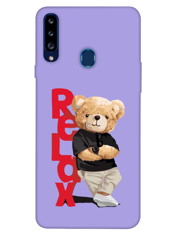 Samsung%20A20s%20Teddy%20Bear%20Relax%20Lila%20Telefon%20Kılıfı