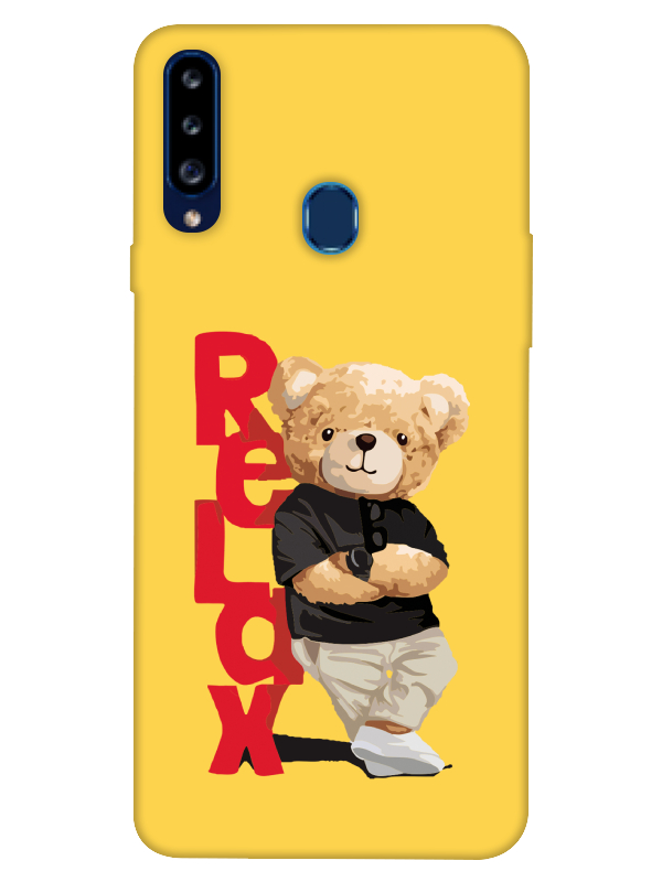 Samsung%20A20s%20Teddy%20Bear%20Relax%20Sarı%20Telefon%20Kılıfı