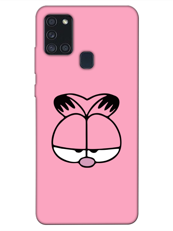 Samsung%20A21s%20Garfield%20Pembe%20Telefon%20Kılıfı