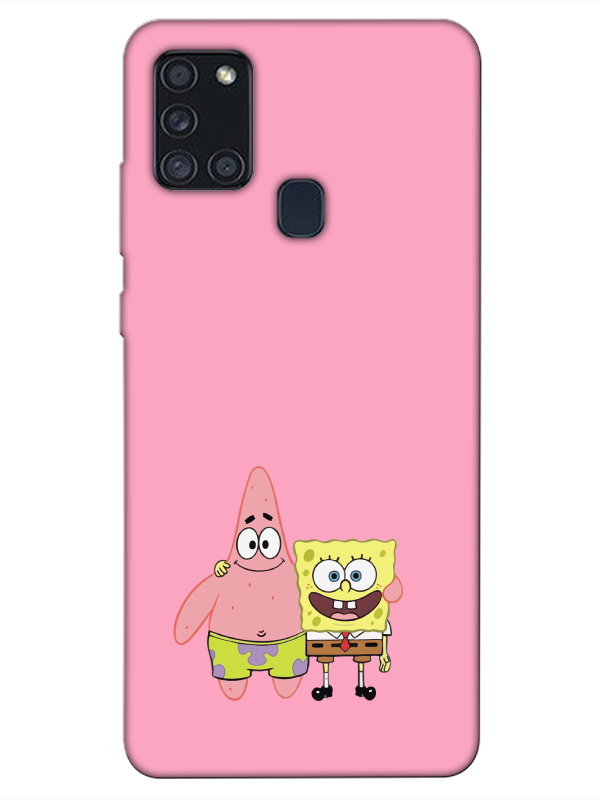 Samsung%20A21s%20Sünger%20Bob%20Ve%20Patrickstar%20Pembe%20Telefon%20Kılıfı