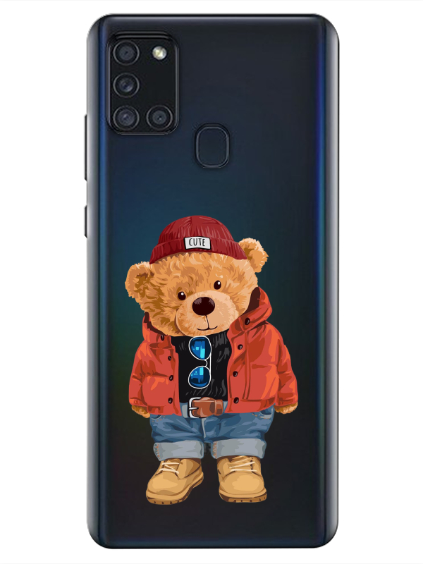 Samsung%20A21s%20Teddy%20Bear%20Şeffaf%20Telefon%20Kılıfı