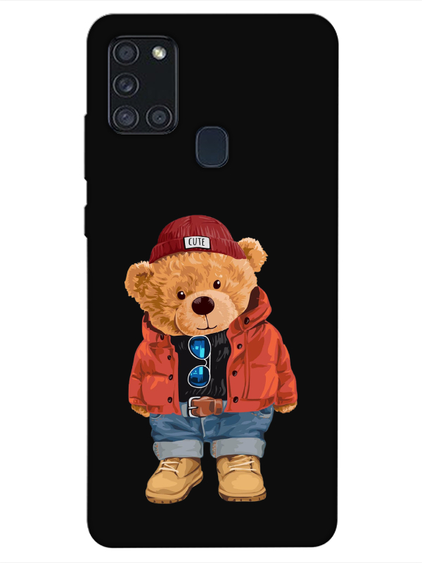 Samsung%20A21s%20Teddy%20Bear%20Siyah%20Telefon%20Kılıfı