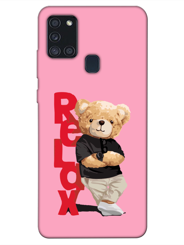 Samsung%20A21s%20Teddy%20Bear%20Relax%20Pembe%20Telefon%20Kılıfı