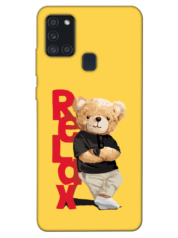 Samsung%20A21s%20Teddy%20Bear%20Relax%20Sarı%20Telefon%20Kılıfı