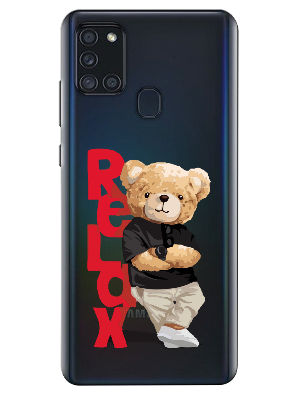 Samsung%20A21s%20Teddy%20Bear%20Relax%20Şeffaf%20Telefon%20Kılıfı