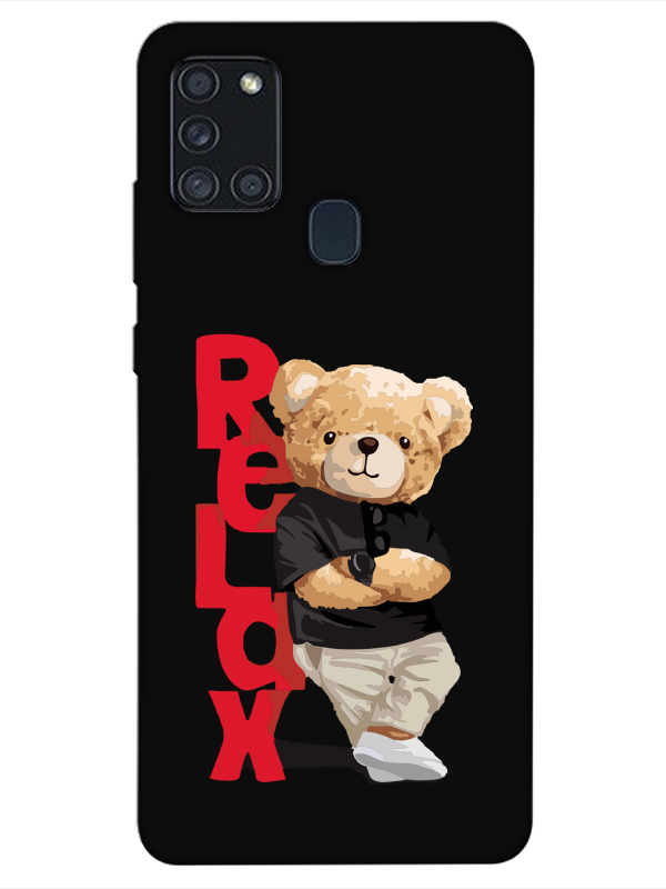 Samsung%20A21s%20Teddy%20Bear%20Relax%20Siyah%20Telefon%20Kılıfı