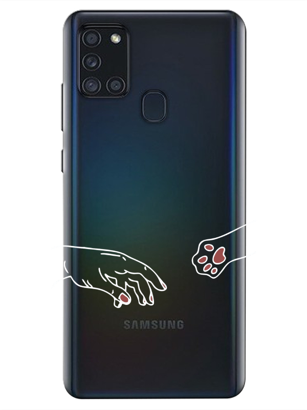 Samsung%20A21s%20Hand%20And%20Paw%20Şeffaf%20Telefon%20Kılıfı