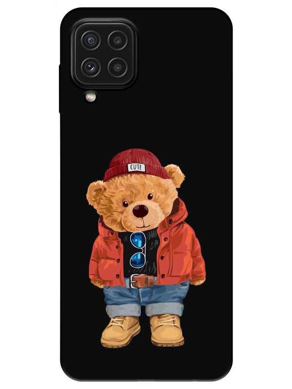 Samsung%20A22%20Teddy%20Bear%20Siyah%20Telefon%20Kılıfı