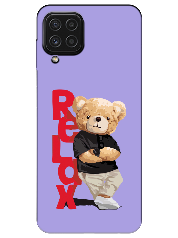 Samsung%20A22%20Teddy%20Bear%20Relax%20Lila%20Telefon%20Kılıfı