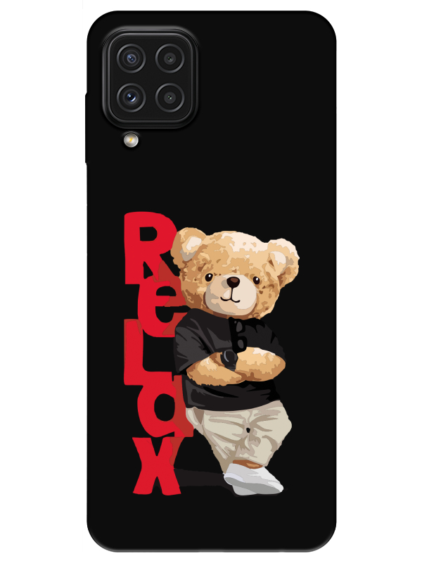 Samsung%20A22%20Teddy%20Bear%20Relax%20Siyah%20Telefon%20Kılıfı