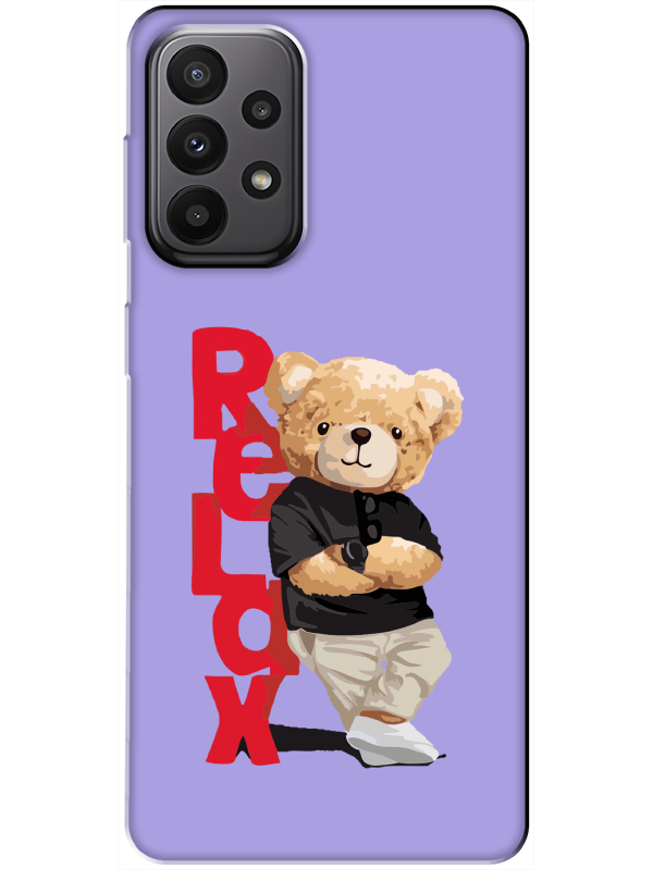 Samsung%20A23%20Teddy%20Bear%20Relax%20Lila%20Telefon%20Kılıfı