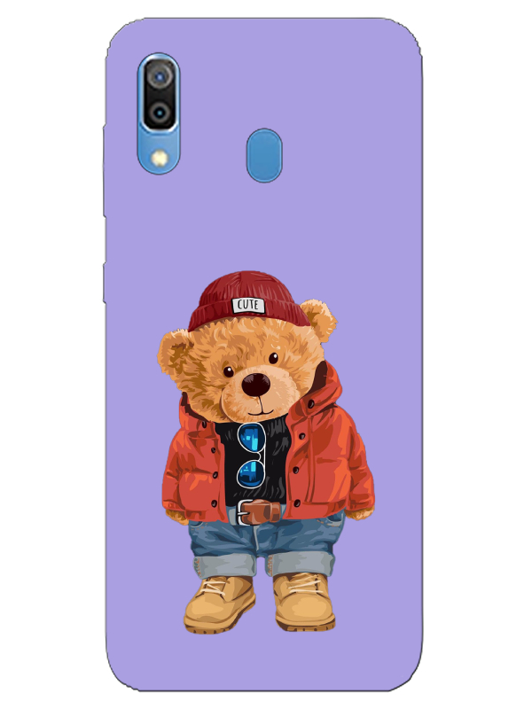 Samsung%20A30%20Teddy%20Bear%20Lila%20Telefon%20Kılıfı