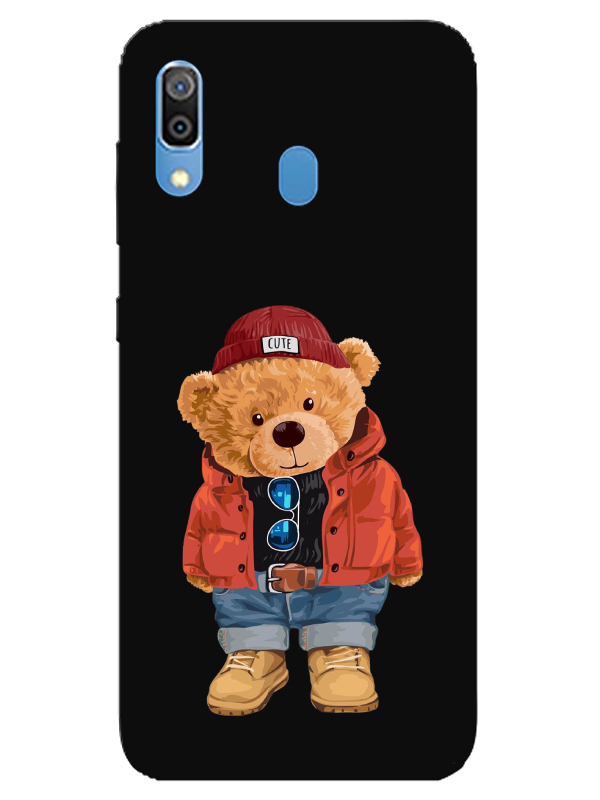 Samsung%20A30%20Teddy%20Bear%20Siyah%20Telefon%20Kılıfı