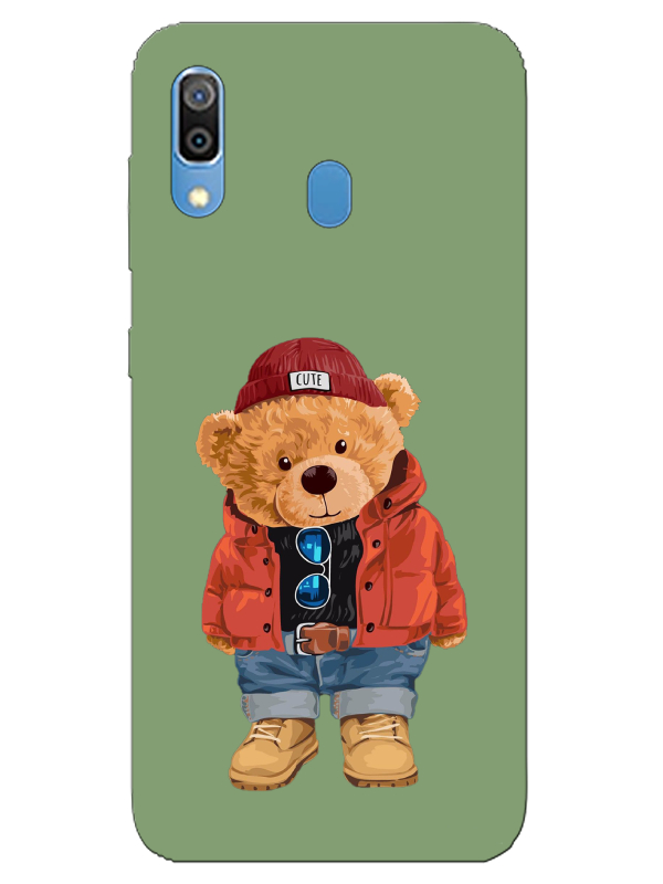 Samsung%20A30%20Teddy%20Bear%20Yeşil%20Telefon%20Kılıfı