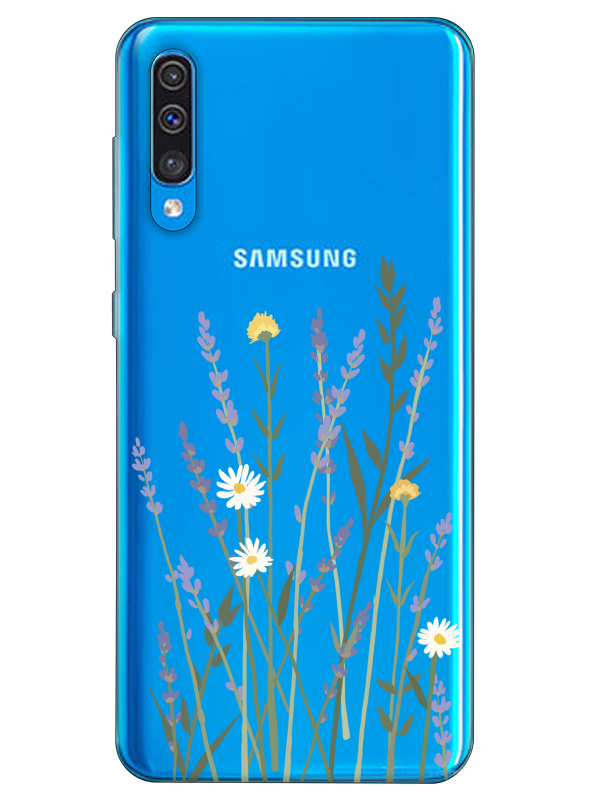 Samsung%20A30s%20Lavanta%20Desenli%20Şeffaf%20Telefon%20Kılıfı