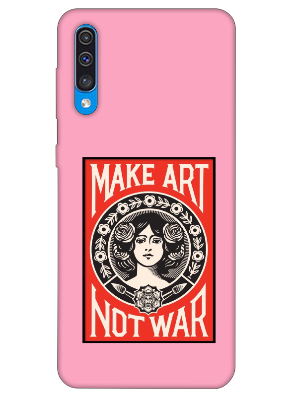 Samsung%20A30s%20Make%20Art%20Not%20War%20Pembe%20Telefon%20Kılıfı