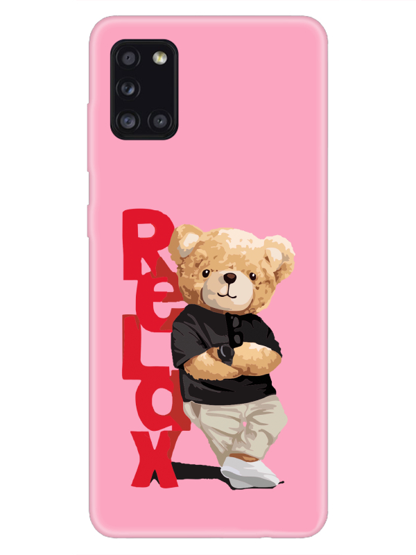 Samsung%20A31%20Teddy%20Bear%20Relax%20Pembe%20Telefon%20Kılıfı