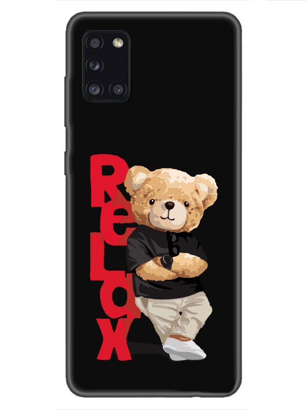 Samsung%20A31%20Teddy%20Bear%20Relax%20Siyah%20Telefon%20Kılıfı