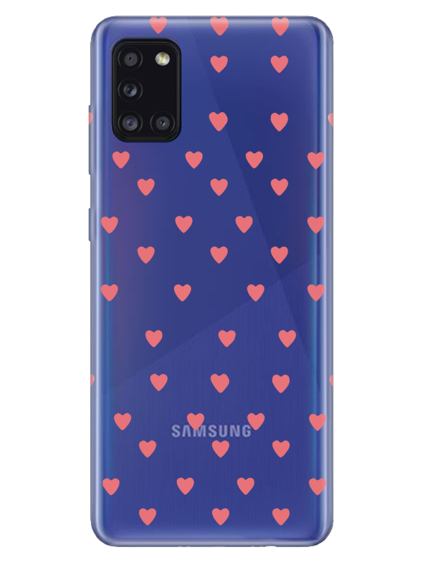 Samsung%20A31%20Minik%20Kalpler%20Şeffaf%20Telefon%20Kılıfı