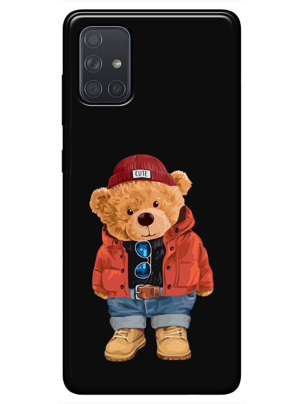 Samsung%20A51%20Teddy%20Bear%20Siyah%20Telefon%20Kılıfı