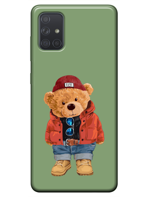 Samsung%20A51%20Teddy%20Bear%20Yeşil%20Telefon%20Kılıfı