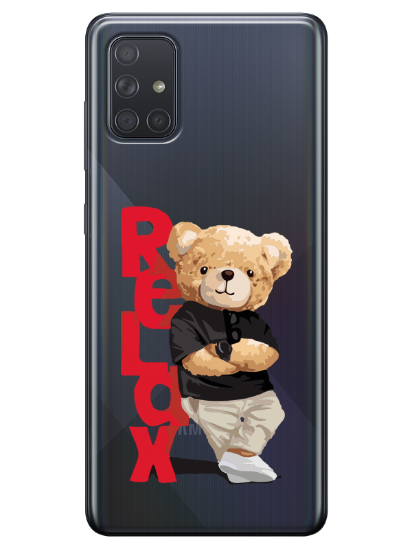 Samsung%20A51%20Teddy%20Bear%20Relax%20Şeffaf%20Telefon%20Kılıfı