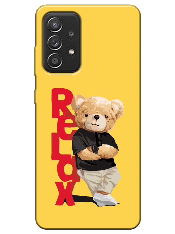 Samsung%20A52%20Teddy%20Bear%20Relax%20Sarı%20Telefon%20Kılıfı