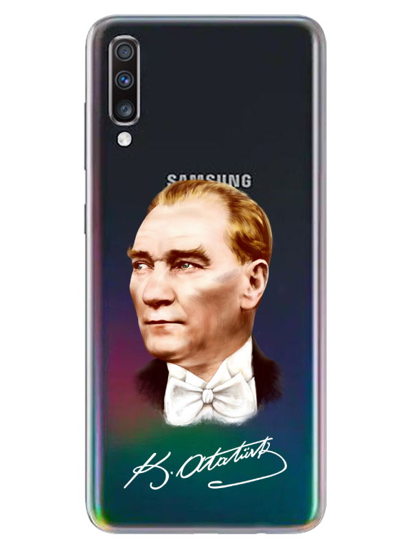 Samsung%20A70%20Atatürk%20İmzalı%20Şeffaf%20Telefon%20Kılıfı