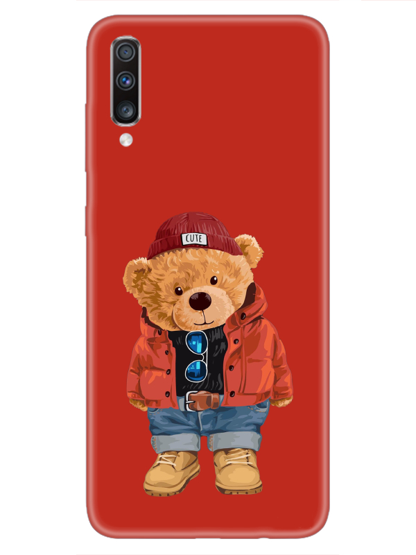 Samsung%20A70%20Teddy%20Bear%20Kırmızı%20Telefon%20Kılıfı