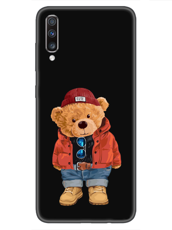 Samsung%20A70%20Teddy%20Bear%20Siyah%20Telefon%20Kılıfı