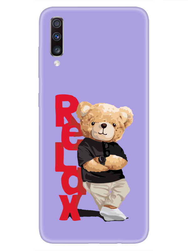 Samsung%20A70%20Teddy%20Bear%20Relax%20Lila%20Telefon%20Kılıfı