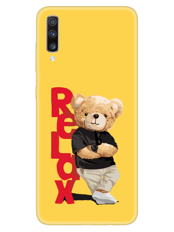 Samsung%20A70%20Teddy%20Bear%20Relax%20Sarı%20Telefon%20Kılıfı