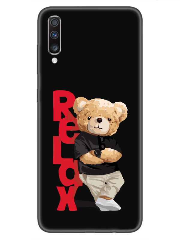 Samsung%20A70%20Teddy%20Bear%20Relax%20Siyah%20Telefon%20Kılıfı