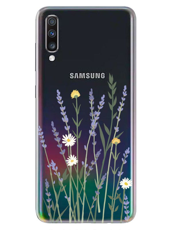 Samsung%20A70%20Lavanta%20Desenli%20Şeffaf%20Telefon%20Kılıfı