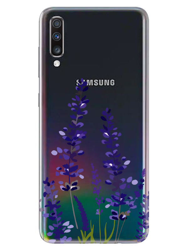 Samsung%20A70%20Lavanta%20Desenli%20Şeffaf%20Telefon%20Kılıfı