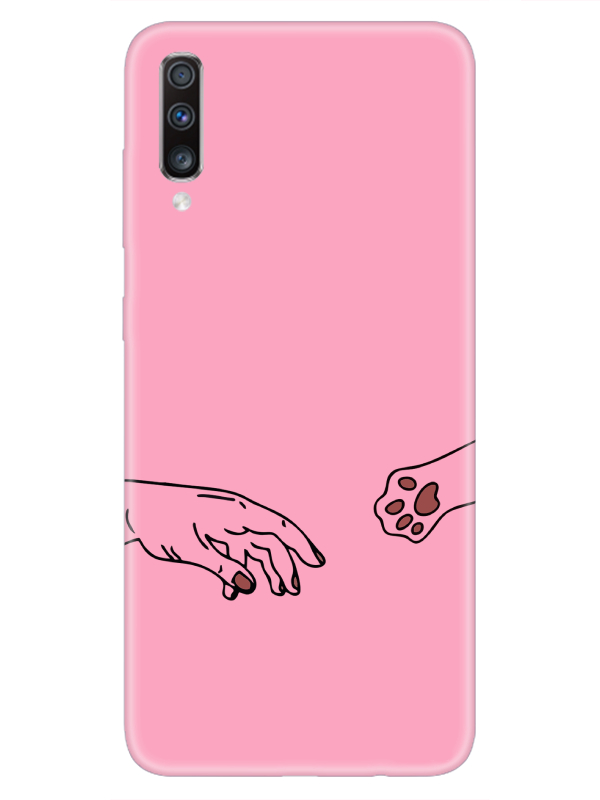 Samsung%20A70%20Hand%20And%20Paw%20Pembe%20Telefon%20Kılıfı