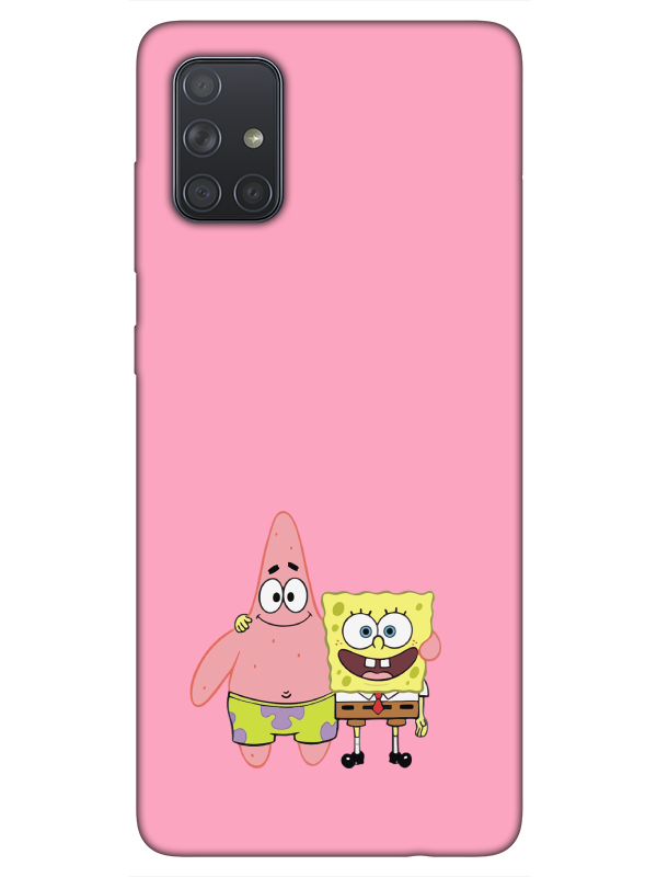 Samsung%20A71%20Sünger%20Bob%20Ve%20Patrickstar%20Pembe%20Telefon%20Kılıfı