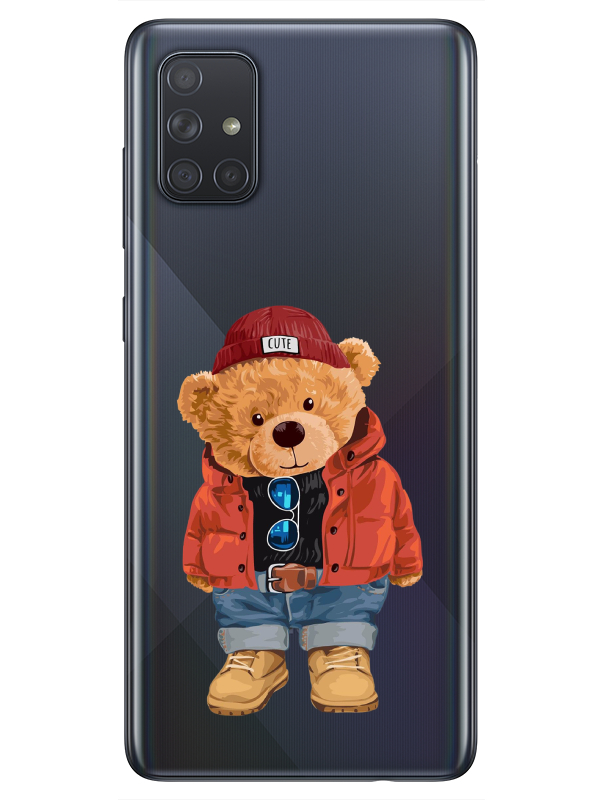 Samsung%20A71%20Teddy%20Bear%20Şeffaf%20Telefon%20Kılıfı