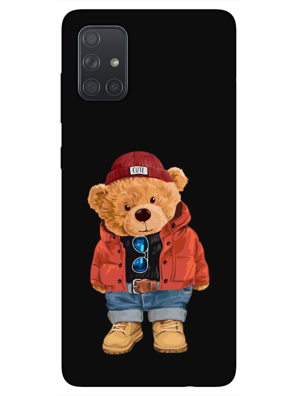 Samsung%20A71%20Teddy%20Bear%20Siyah%20Telefon%20Kılıfı