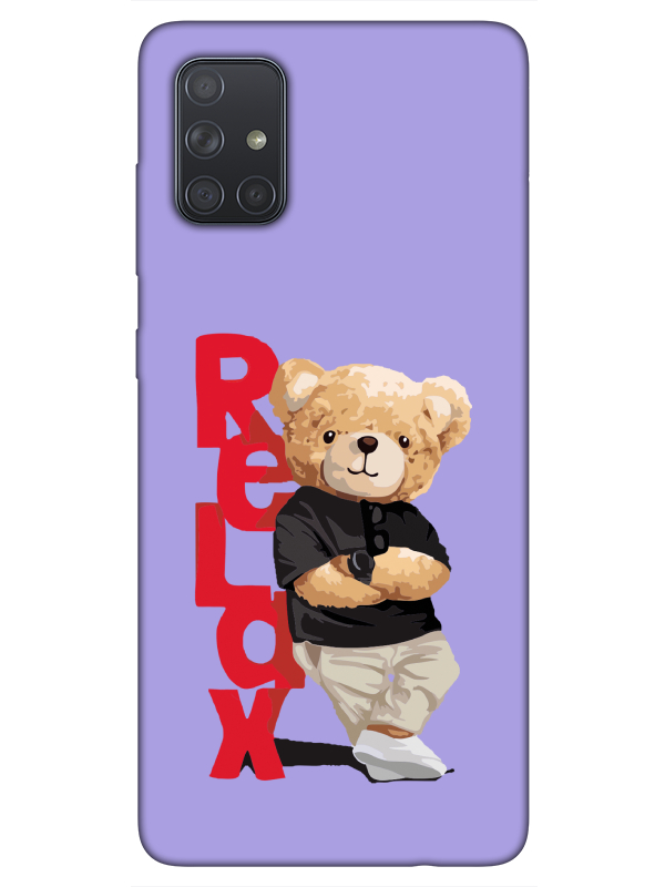 Samsung%20A71%20Teddy%20Bear%20Relax%20Lila%20Telefon%20Kılıfı