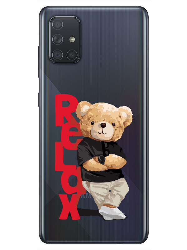 Samsung%20A71%20Teddy%20Bear%20Relax%20Şeffaf%20Telefon%20Kılıfı