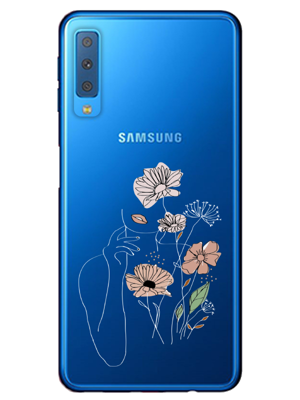 Samsung%20A7%202018%20Kadın%20Çiçek%20Şeffaf%20Telefon%20Kılıfı