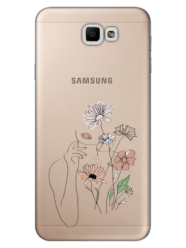 Samsung%20J7%20Prime%20Kadın%20Çiçek%20Şeffaf%20Telefon%20Kılıfı