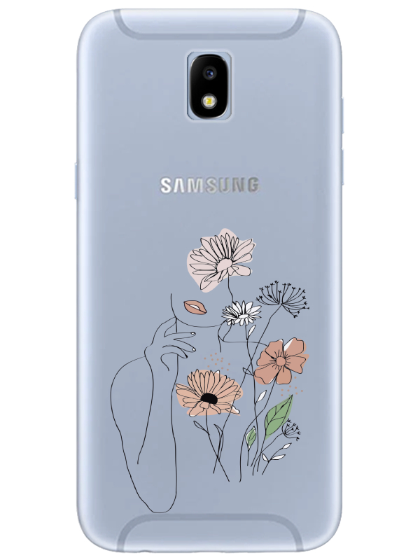 Samsung%20J7%20Pro%20Kadın%20Çiçek%20Şeffaf%20Telefon%20Kılıfı