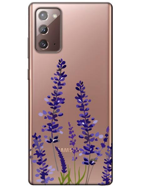 Samsung%20Note%2020%20Lavanta%20Desenli%20Şeffaf%20Telefon%20Kılıfı