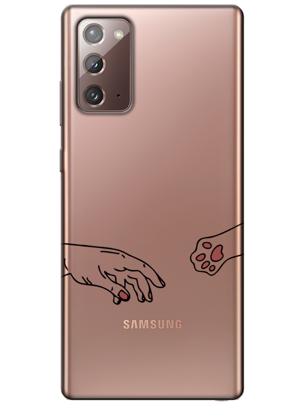 Samsung%20Note%2020%20Hand%20And%20Paw%20Şeffaf%20Telefon%20Kılıfı