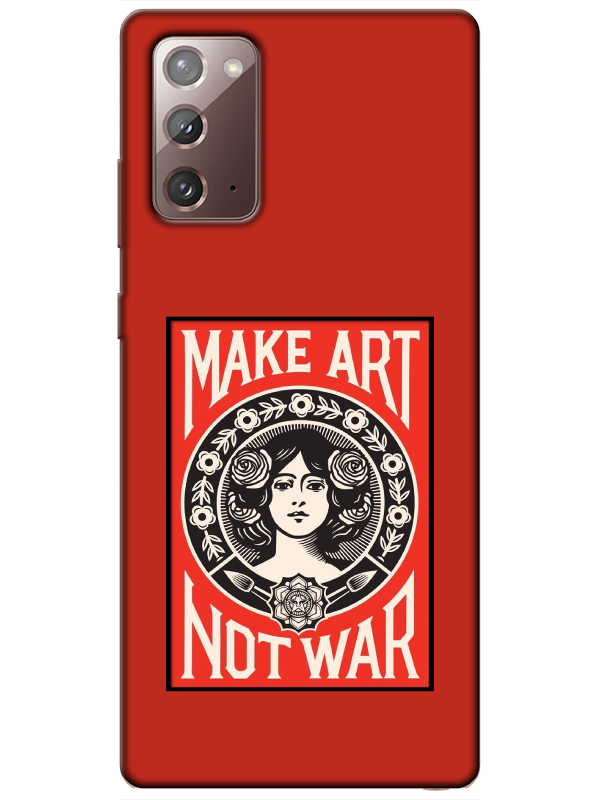 Samsung%20Note%2020%20Make%20Art%20Not%20War%20Kırmızı%20Telefon%20Kılıfı